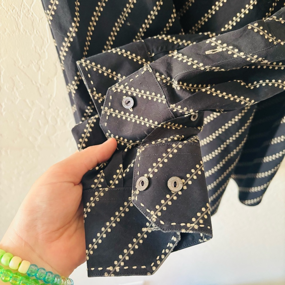 Bugatchi Uomo Black Geometric Print Button Down S… - image 6